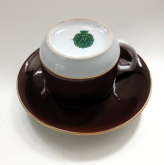 Ringers' Coffee/Cocoa Cup and Saucer - Bavaria Crockery 1950-1970, Gold, Porcelain, Brown (photo 2 of 7)