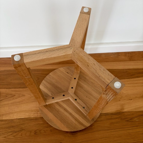 Ronde eiken bijzettafel / krukje, onbehandeld, ø 35 cm, Hout, Bruin (foto 6 van 6)