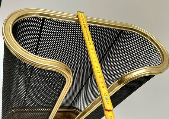 Image 1 of Elegante porta legna/porta giornali – rete metallica con cornice in ottone