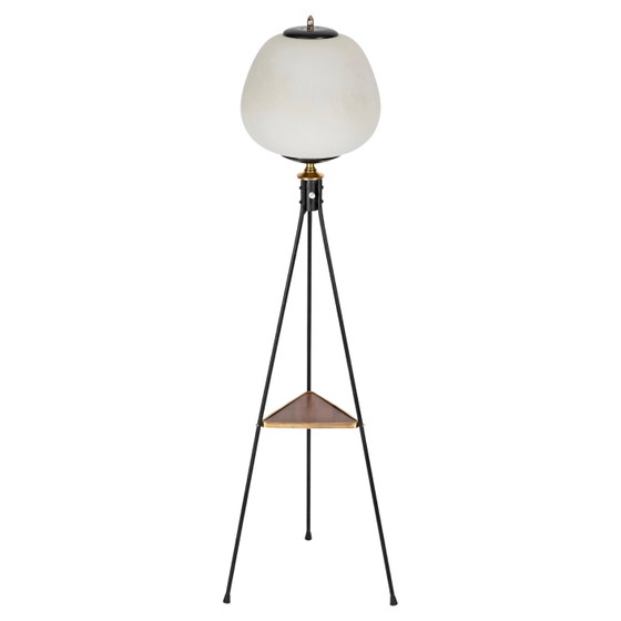 Stilnovo Lampada da terra Mid Century Ottone & Vetro Opalino – Lampade da terra, Iron, Wood (photo 5 of 22)
