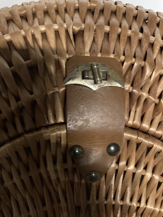 Image 1 of Vintage rieten boodschappenmand uit de jaren 70, Frans vakmanschap