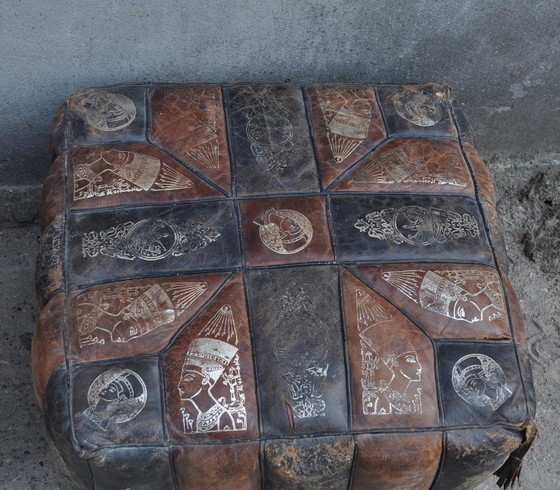 Set of Vintage Egyptian Ottomans, 1970s – Footstools & poufs, Leather (photo 7 of 7)