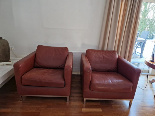 Beautiful leather armchairs from Machalke - cognac-colored