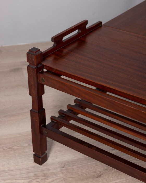 Vintage 1960s coffee table with pull-out tray, Italian design – Wood (photo 10 of 10)