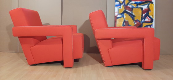 Image 1 of Cassina 2 Poltrona 637 Utrecht Nuova Mai Usata Lampo Rosso Lana 13L