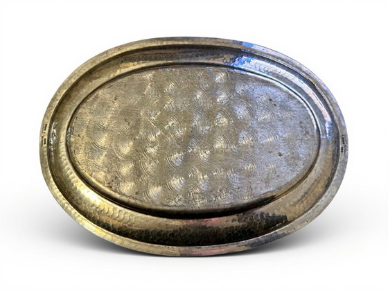 Image 1 of 95% hand-beaten pewter tray