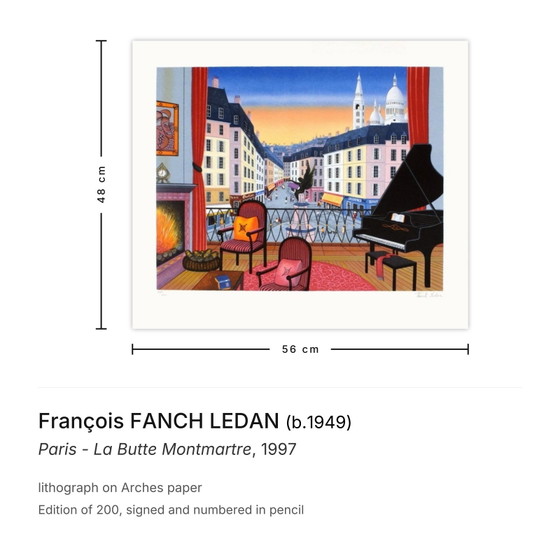 Image 1 of François FANCH LEDAN Paris - La Butte Montmartre Signed lithograph 1997