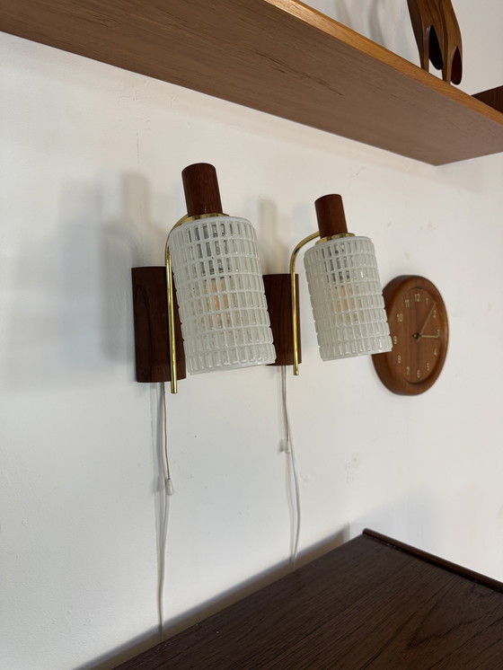 Image 1 of Ensemble de 2 appliques murales danoises vintage, années 1960