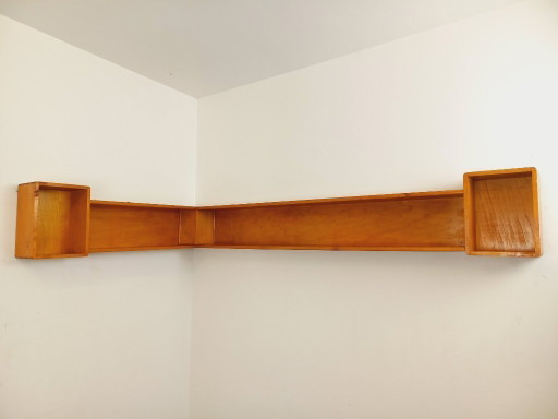 Vintage Eckwandregal aus Holz aus den 1960er/70er Jahren