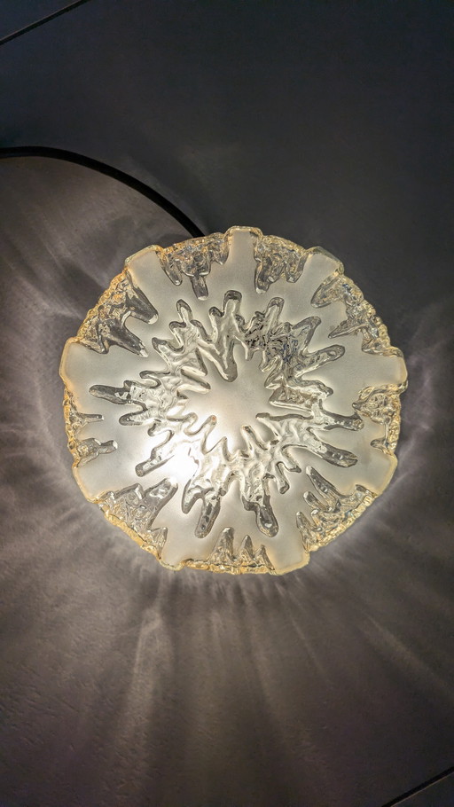 Vintage Eisglas Deckenlampe 70er Jahre Honsel