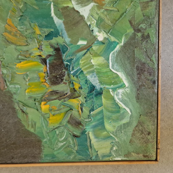 Image 1 of Pintura al óleo de mediados de siglo sobre lino: Girasoles, década de 1960/70