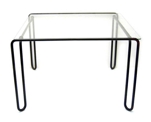 Tables d'appoint en métal et verre au design vintage en épingle à cheveux des années 50