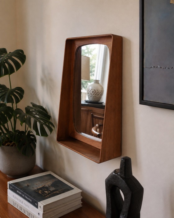 P.T. Pandrup nr. 113 Teakhouten spiegel – Gemaakt in Denemarken – Deens modern / Mid-Century (photo 2 of 9)