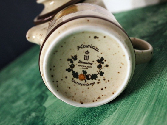 Image 1 of Kernstück bestehend aus Kaffekanne Sahnekännchen Zuckerdose Keramik WINTERLING KARINA Kirchenlamitz BAVARIA Vintage aus den 70er