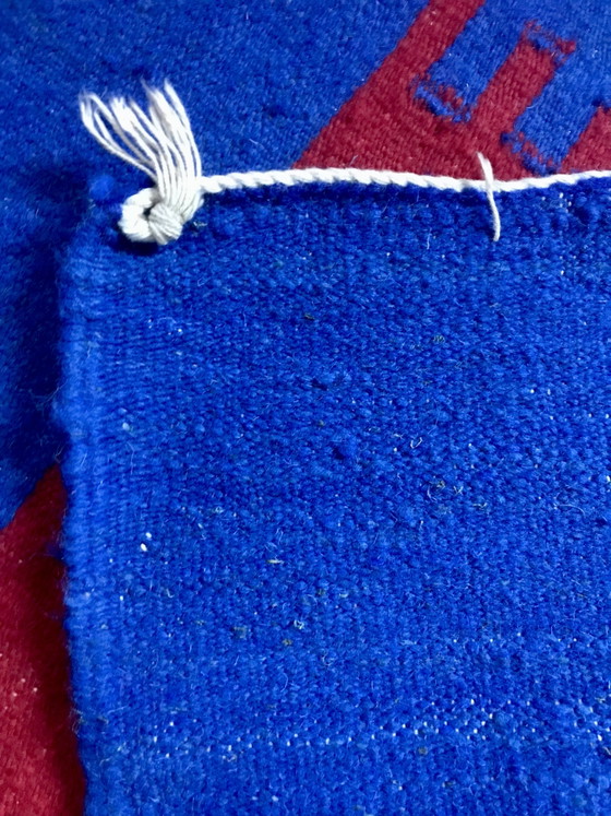 Image 1 of Tapis Berbère/kilim bleu  indigo & rouge 