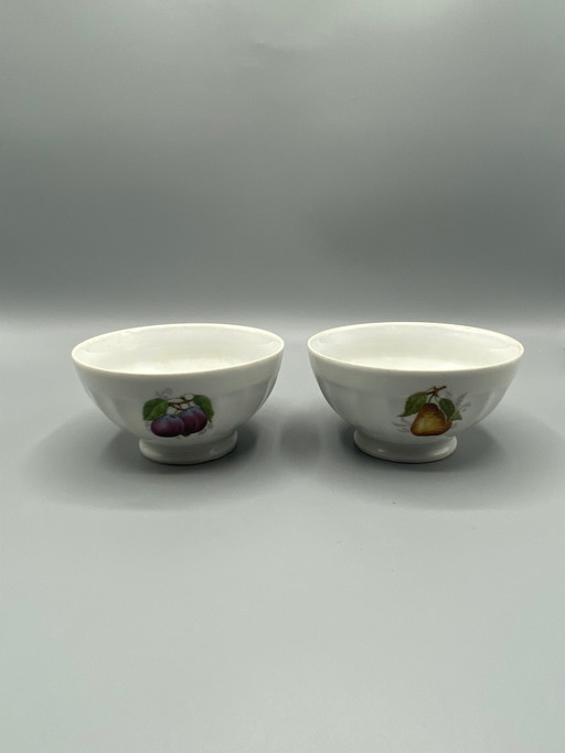 2 Chauvigny Porcelain Cider Bowls – Fernand Deshoulières – Fruit Decor – Circa – decoratieve objecten (photo 2 of 6)