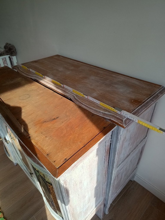 Image 1 of Antique sideboard with leaded glass and mirror