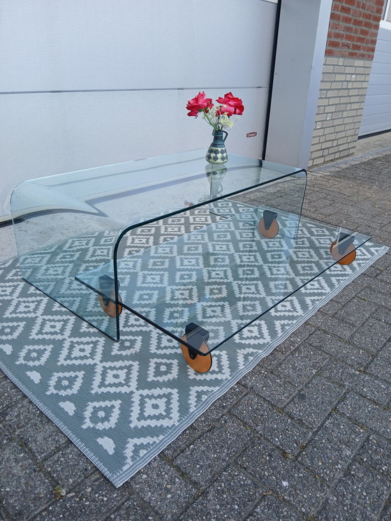 Image 1 of Fiam Table Basse en Verre Cascade Avec Base Mobile