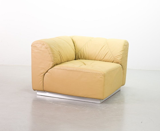 Image 1 of Sandy Leather Modular Walter Knoll Domaine Sofa Designed by Bernd Münzebrock, 7 Elements. Germany, 1970s.