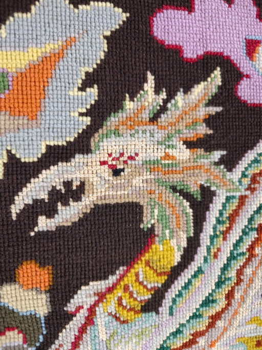 Flores de grifo textiles francesas bordadas a mano, ca. 1930-1940