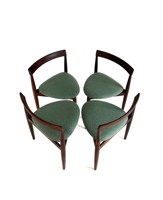 4x Restored ‘Roundette’ Dining chairs, Frem Rølje ‘60 – Wood, Wool (photo 6 of 15)