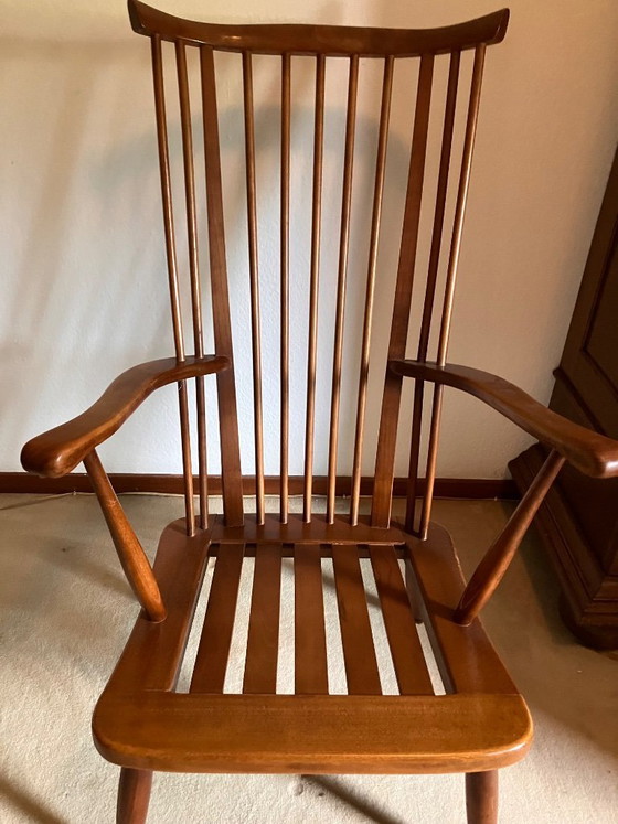 Image 1 of Two Vintage Armchairs With Characteristic Spindle Backrests
