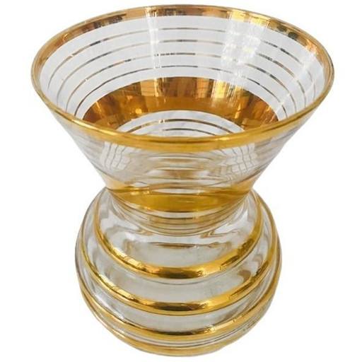 Art Deco Booms vidrio El jarrón rupel oro dorado 1930s