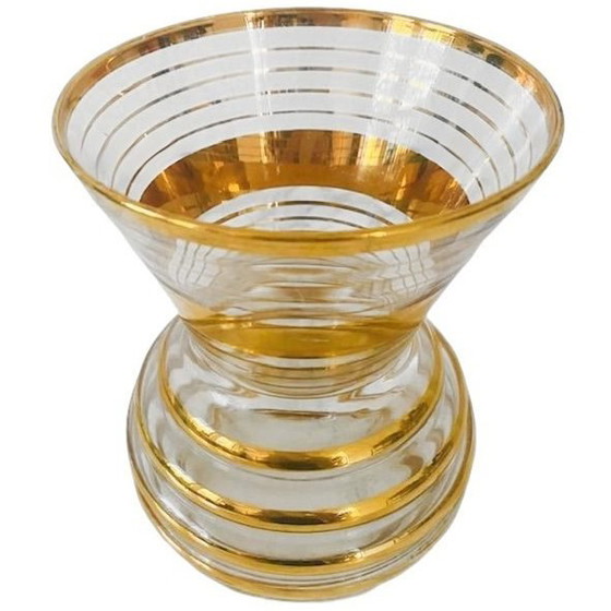 Image 1 of Art Deco Booms vidrio El jarrón rupel oro dorado 1930s