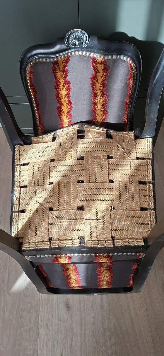 2 sedie classiche in legno piene di carattere, Sedie da pranzo, Tessile, Multicolore (foto 5 di 5)