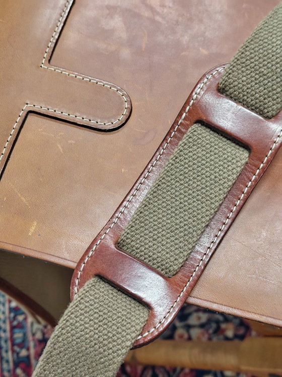 Image 1 of Mulberry opvouwbaar luxe krukje van hout,leer en canvas