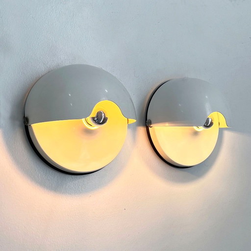 Par de apliques de pared Mezzanotte de Guzzini, década de 1970. – wandlampen, Metal, Plastic