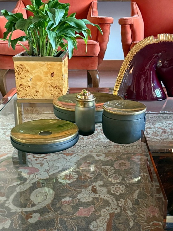 Image 1 of Yellow Murano glass smoking set, VeArt, Italy 1970