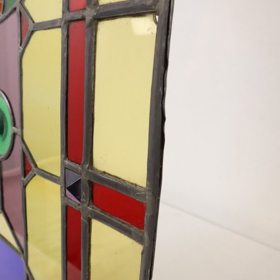 Groot Kleurrijk Glasraam Glas in Lood Medaillon – Decoratieve objecten (photo 19 of 20)