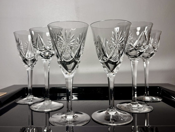 Image 1 of 6 Kristallgläser, wahrscheinlich von Saint Louis oder VSL hergestellt