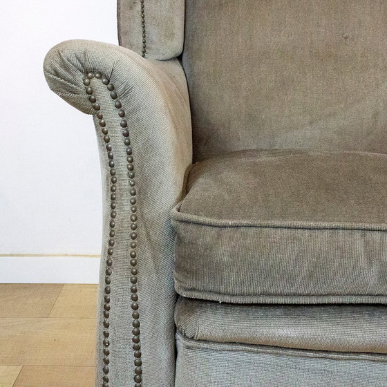 Image 1 of Fauteuil à oreilles en velours vintage, 1970
