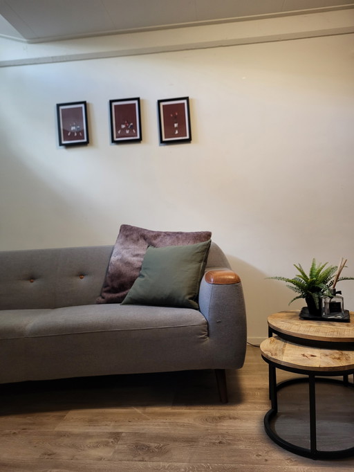 Montèl Canapé design | Gris avec touches de cuir | 3 places | €400