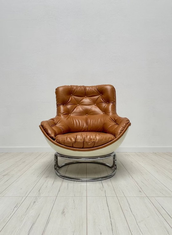 Image 1 of Ensemble de chaises "Karaté" en cuir vintage par Michel Cadestin pour Airborne 60s