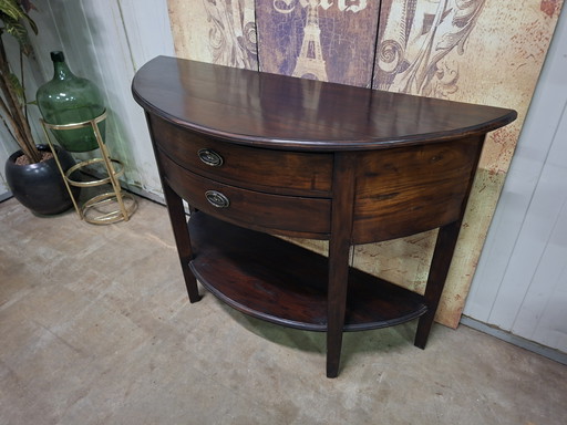 Klassieke halfronde sidetable, wandconsole, haltafel afm.111x40cm en 70cm hoog.