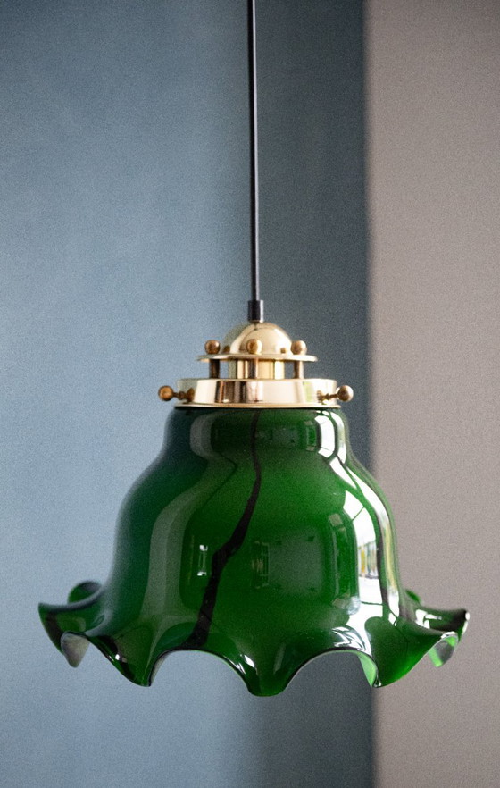 Lámpara colgante de cristal verde de Peill & Putzler – Lámparas colgantes, Glass, Vintage (photo 6 of 9)