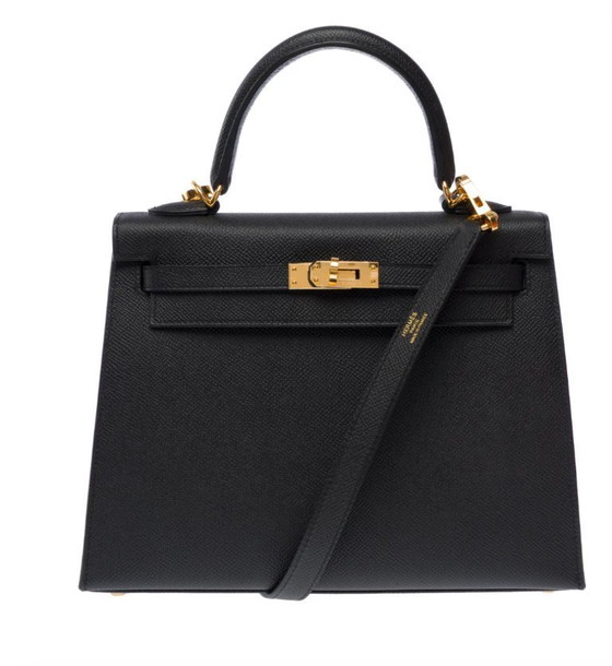 Image 1 of Sac HERMES Kelly 25 en Cuir Noir - 103580