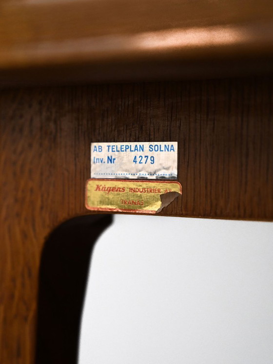 Image 1 of 1960s Scandinavian oak coffee table with slatted shelf