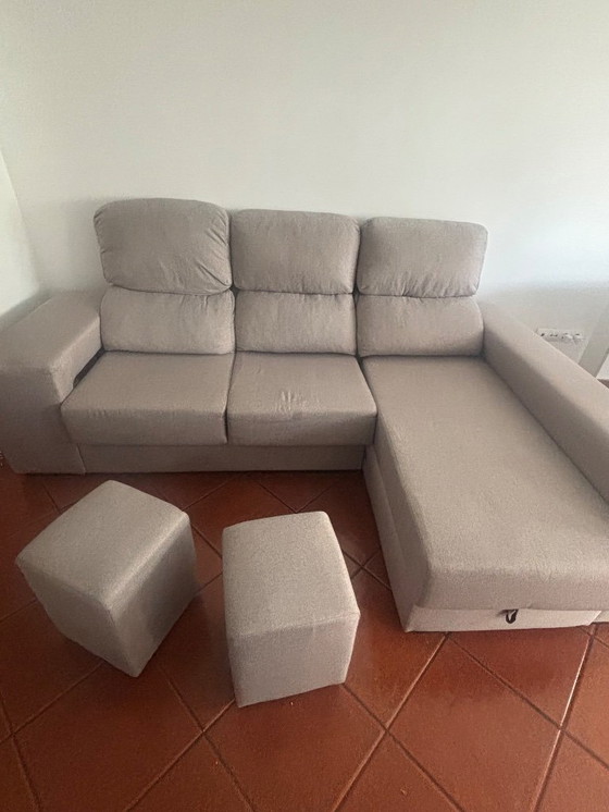 Image 1 of graues Chaiselongue-Sofa