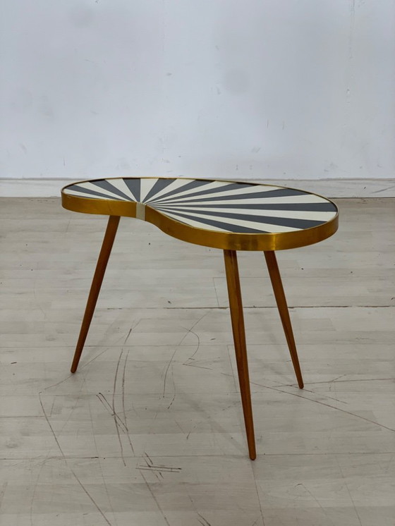 Image 1 of Mid - Century kidney-shaped side table Flower table Shelf VINTAGE