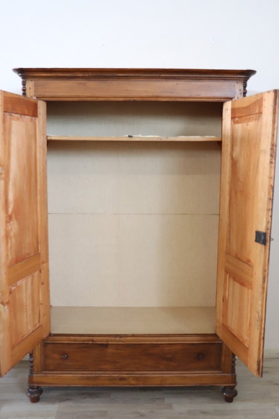 Image 1 of Solid Poplar Wood Antique Wardrobe, Italy Mid 19th Century