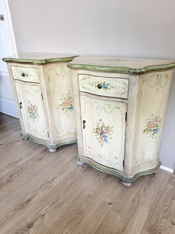 Image 1 of Brocante dressoir ladenkast met spiegel + 2 nachtkastjes