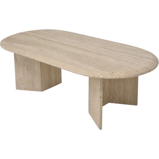 Mesa de centro vintage de travertino, Italia, años 80
