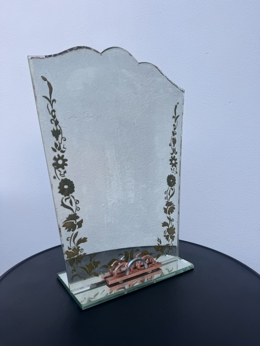 Miroir de table gravé Art Déco