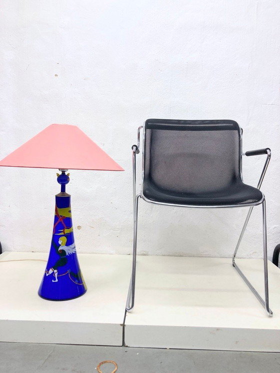 Image 1 of Lampada da tavolo in vetro dipinto di design Eisch anni '80-'90, firmata