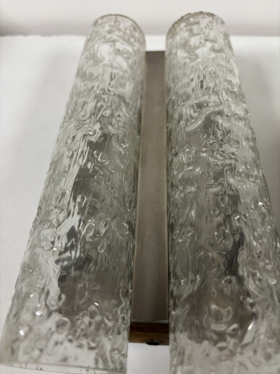 Image 1 of Juego de dos lámparas de pared con cristal de metal cromado, Doria Leuchten. Holanda, jaren 70