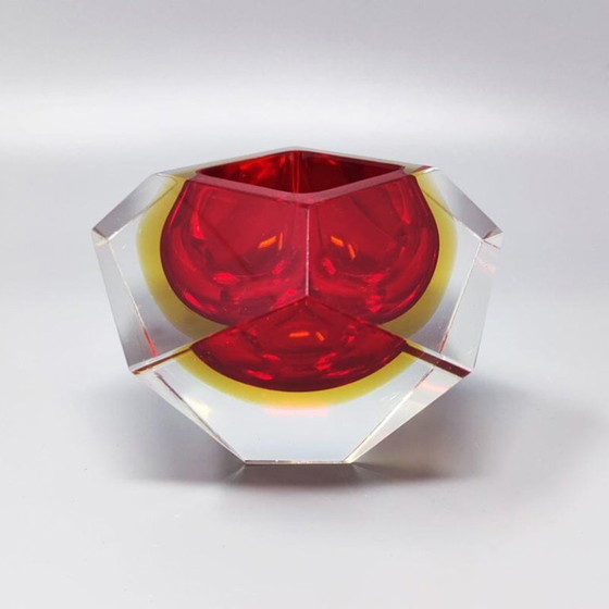 Image 1 of 1960s Gorgeous Red and Yellow Ashtray or Catch-All By Flavio Poli for Seguso